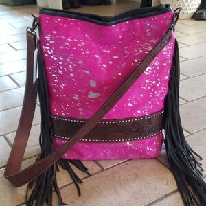 NWOT American Darling Tooled Leather/Hide On Crossbody